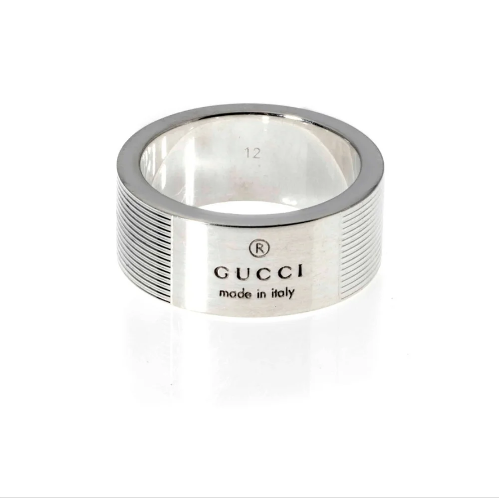 Gucci Men's Metallic Wide Band w/ Gucci Trademark Engraving NIB IT SZ 12/US 6